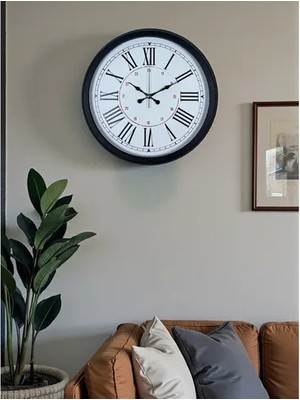 Vivense Zentime Siyah Asil Tasarım Roma Rakamlı Metal Duvar Saati 40 cm
