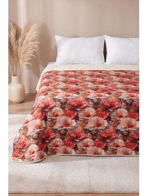 Gelincik Çiçeği 5d Çok Amaçlı Çift Kişilik Baskılı Pike & Yatak Örtüsü 200X220 cm