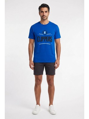 Usa Basketball Clippers Mavi Dar Kalıp Erkek T-Shirt 141960