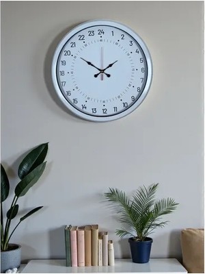 Vivense Beyaz Metal 24 Saat Göstergeli Özel Tasarım Duvar Saati 40 cm