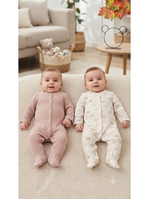 CemBebe Bebekler Için Unisex 2 Li Tulum Seti Pamuklu Yumuşacık Lisanslı Kumaş