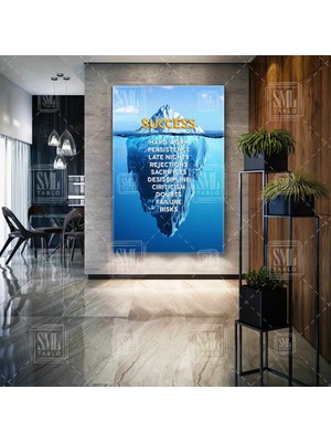 SML Tablo Ingilizce Motivasyon Başarı Buzdağı Iceberg Buzdağı Görünen Görünmeyen Kısmı Dikey Kanvas Tablo
