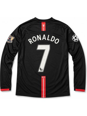 Mmt Spor C. Ronaldo Manchester United 2007 Şampiyonlar Ligi Siyah Uzun Kollu Yetişkin Futbol Forma 7 Numara
