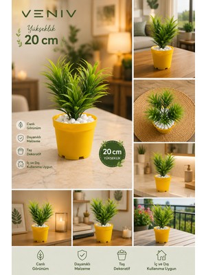 Veniv 20 cm Dekoratif Yapay Bitki | Saksılı | Canlı Görünüm | Iç & Dış Mekân