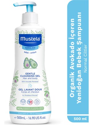 Mustela Organik Avokado İçeren  Yenidoğan Bebek  Göz Yakmayan Şampuanı Saç, Vücut 500 ml