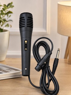 Kablolu Dinamik Mikrofon 6.3 mm Jacklı El Mikrofonu 195 cm Kablolu Karaoke Amfi Mikrofonu