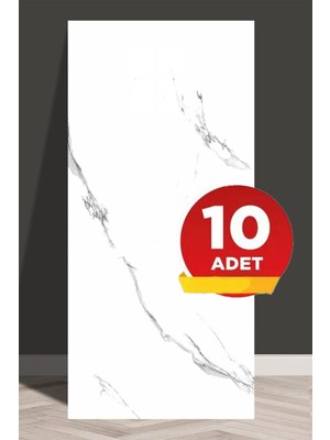 BienHome 10 Adet, 30X60 cm Beyaz Az Siyah Mermer Desenli Kendinden Yapışkanlı Banyo Pvc Duvar Panel M1017