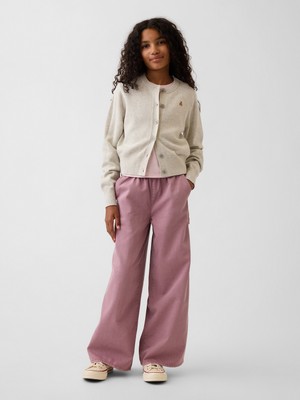 Gap Kız Çocuk Pembe Easy Wide-Leg Utility Pantolon