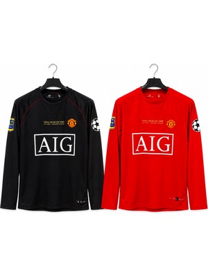 Mmt Spor Manchesterunited 2008 Moscow Finali Siyah - Kırmızı 2 Li Renk Cristiano Ronaldo Uzun Kollu Nostalji Forma