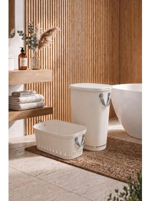 Citim Stil Kirli Çamaşır Sepeti ve Çamaşır Selesi Seti 60 Lt + 40 Lt - Beyaz