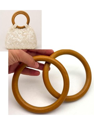Angel Çanta Aksesuar Yuvarlak Model 12 cm Açık Renk Ahşap Çanta Sapı