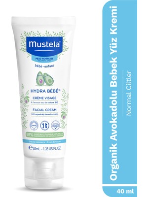 Mustela Hydra Bebe Organik Avokado İçeren Nemlendirici Bebek Çocuk Yüz Kremi 40ml