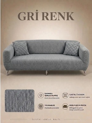 Arife Home Jakarlı Koltuk Örtüsü 3 Kişilik Bir Adet