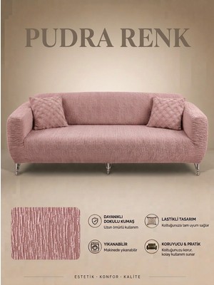 Arife Home Jakarlı Koltuk Örtüsü 3 Kişilik Bir Adet