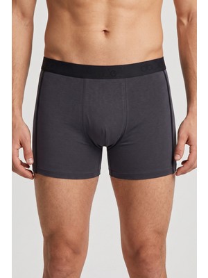 Obje Erkek Antrasit Likra Cotton Boxer