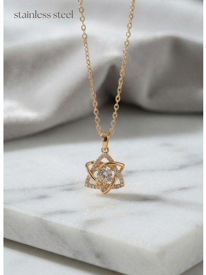Stainless Steel 316L Çelik Zincir Gold Renk Yıldız Model Kolye