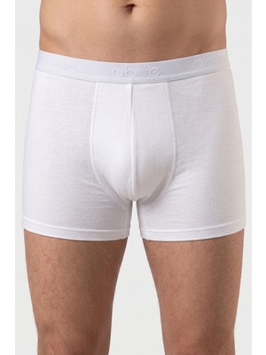 Obje Erkek Beyaz Penye Modal Kısa Boxer
