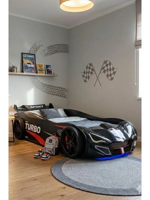 Setay Arabalı Yatak, Turbo Gtı Rüzgarlıklı Ledli Arabalı Çocuk Yatağı