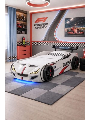 Setay Arabalı Yatak, Turbo Gtı Rüzgarlıklı Ledli Arabalı Çocuk Yatağı