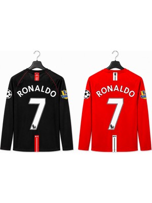 Mmt Spor M.anchester U.nited 2009 Sezonu Siyah - Kırmızı 2 Li Renk Cristiano Ronaldo Uzun Kollu Nostalji Forma