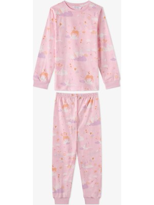 Penti Kız Çocuk Pembe Fly Repeat Pamuklu Uzun Kollu Pijama Takımı