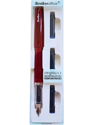 Mikasso Wizdesign Scrikss Primeo Dolmakalem Set M Kırmızı Uç (3'lü Siyah Kartuş) (Yeni Renk) Kırmızı