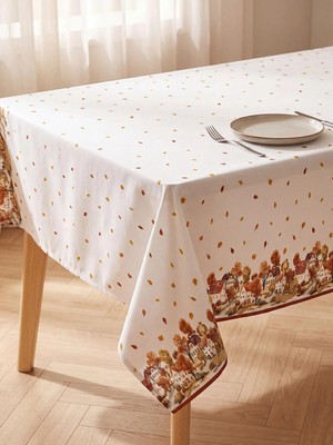 LC Waikiki Karışık Yaprak Desenli Pamuklu Masa Örtüsü 150X220 cm  (W6)