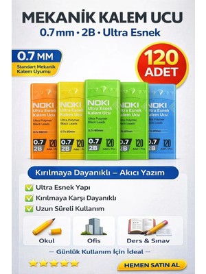 Mikasso Kalem Ucu 0.7 mm 2b – 120 Adet Ultra Esnek Mekanik