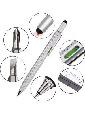 Mikasso Cetvelli Tornavidalı Su Terazili Ilginç Dokunmatik Touch Control Mimar Kalemi Metal Siyah Tükenmez G