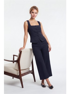 Stella Pulvis Lacivert Yüksek Bel Culotte Pantolon