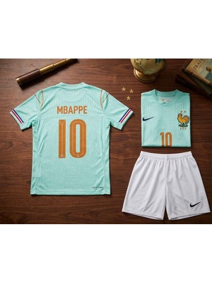 Mbappe Fransa Milli Takım Forması 2 Li Set Renk Turkuaz