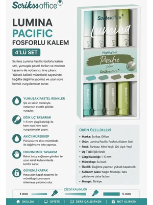 Mikasso Lumina Fosforlu Kalem Set Pacific Yeşil