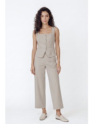 Stella Pulvis Ekru Yüksek Bel Culotte Pantolon