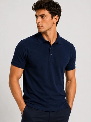 Brz Collection Erkek Polo Yaka T-Shirt Lacivert