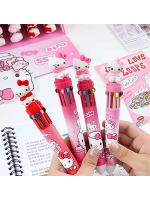 Mikasso Hello Kitty 10 Renk Çoklu Tükenmez Kalem 1 Adet Çok Renkli