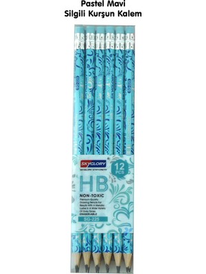 Mikasso Premium Kalite Silgili Kurşun Kalem 12'li Paket Mavi