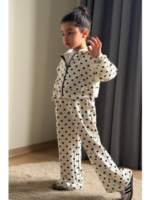 BoyBoy Kidswear Kız Çocuk Puantiyeli Kapüşonlu Eşofman Takımı