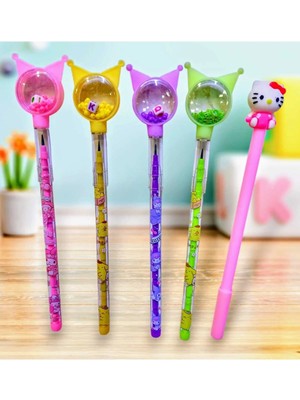 Mikasso Kuromi 4 Lü Işıltılı Başlıklı Yumurtlayan Kurşun Kalem Seti Hello Kitty Jel Kalem Hediyeli Pembe