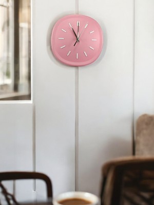Empressco Dekoratif Tasarımlı Renkli Kare Duvar Saati Polyester Döküm Pembe 26 cm