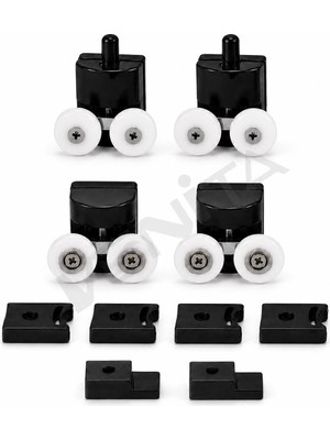 Venita Siyah 2 Alt 2 Üst Tekerlek Duşakabin Cam Kabin Tekerleği Takım 24 mm