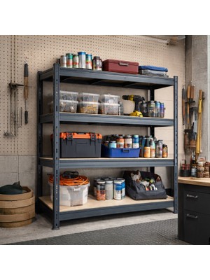 Stratecht 4 Katlı Metal Raf 140X50X180 cm Antrasit – Dayanıklı Çelik Depolama Rafı – Garaj, Depo, Kiler, Atölye