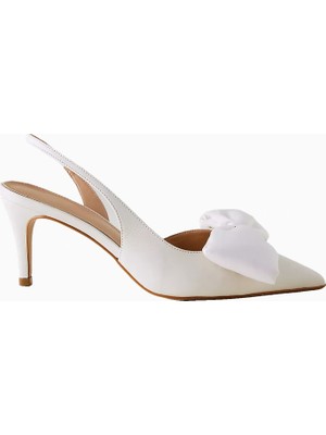 Anthropologie By Anthropologie Kadın Saten Fiyonk Detaylı Slingback Topuklu Ayakkabı