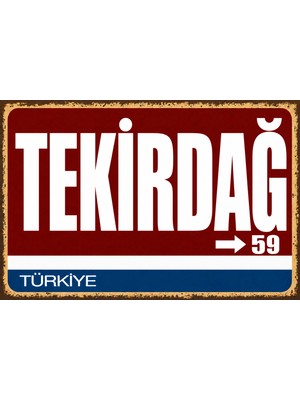 Lucena Tekirdağ 59 Metal Duvar Tabelası Retro Vintage Dekoratif Şehir Plakası