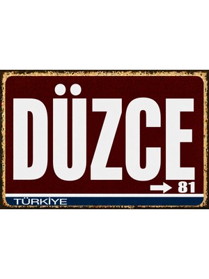 Lucena Düzce 81 Metal Duvar Tabelası Retro Vintage Dekoratif Şehir Plakası