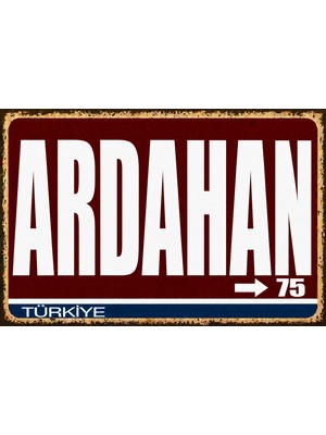 Lucena Ardahan 75 Metal Duvar Tabelası Retro Vintage Dekoratif Şehir Plakası