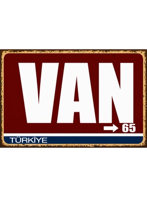 Lucena Van 65 Metal Duvar Tabelası Retro Vintage Dekoratif Şehir Plakası