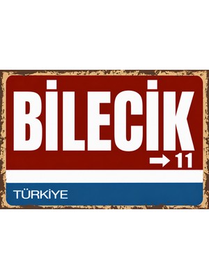 Lucena Bilecik 11 Metal Duvar Tabelası Retro Vintage Dekoratif Şehir Plakası