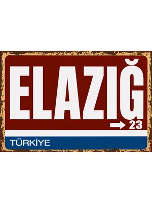 Lucena Elazığ 23 Metal Duvar Tabelası Retro Vintage Dekoratif Şehir Plakası