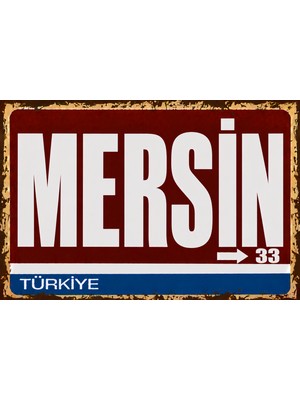 Lucena Mersin 33 Metal Duvar Tabelası Retro Vintage Dekoratif Şehir Plakası