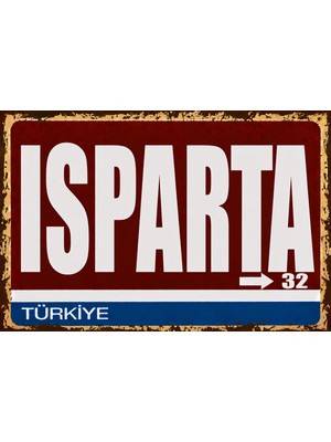 Lucena Isparta 32 Metal Duvar Tabelası Retro Vintage Dekoratif Şehir Plakası